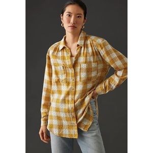 Pilcro Anthropologie Relaxed Shirt Yellow Motif Size MP